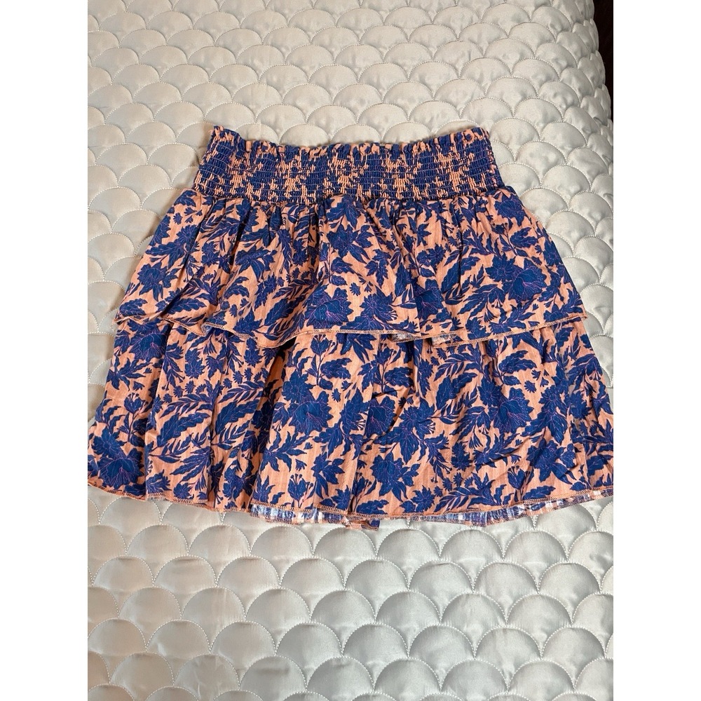 Universal Thread Tiered Skirt Women's Large Pink Blue Floral Short Ruffle - Picture 7 of 7